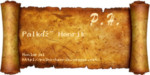 Palkó Henrik névjegykártya